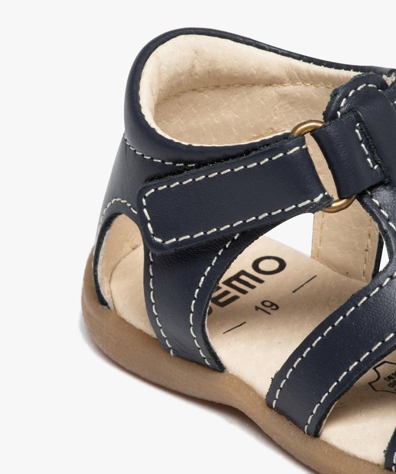 Sandales bébé garçon unies en cuir et fermeture à scratch vue6 - GEMO(BEBE DEBT) - GEMO