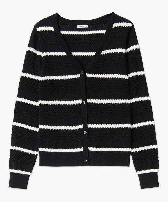 Gilet femme en maille fantaisie rayée vue4 - GEMO(FEMME PAP) - GEMO