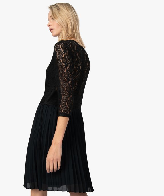 Robe femme avec haut en dentelle et bas plissé vue3 - GEMO(FEMME PAP) - GEMO