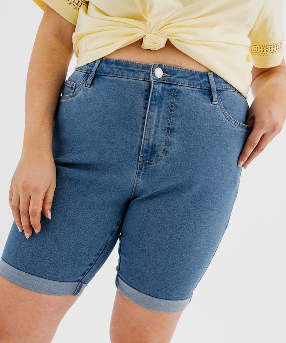 Bermuda en jean stretch à revers femme grande taille vue2 - GEMO 4G GT - GEMO