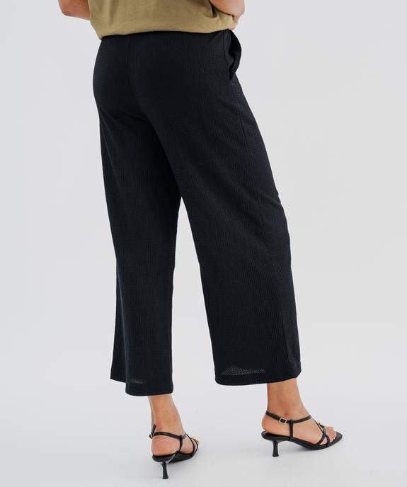 Pantalon ample en matière texturée avec ceinture élastique femme vue4 - GEMO 4G FEMME - GEMO