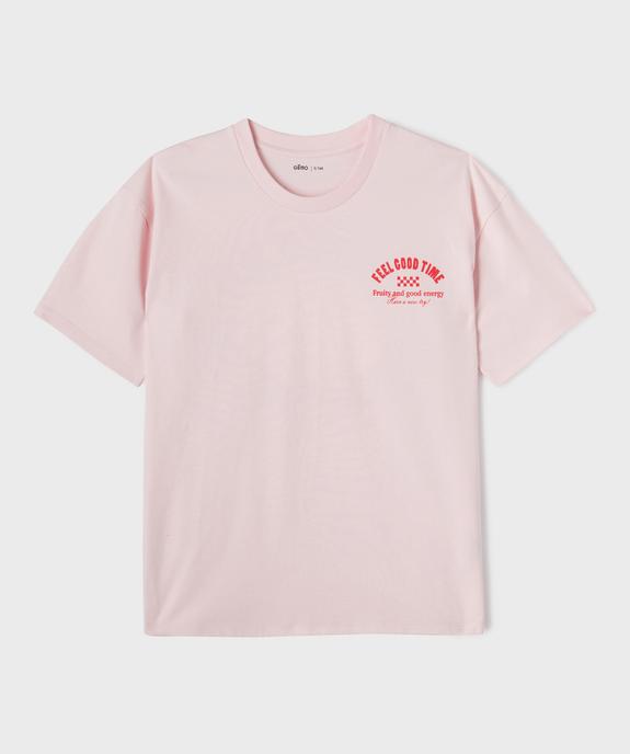 Tee-shirt manches courtes imprimé devant et dos fille vue1 - GEMO 4G FILLE - GEMO