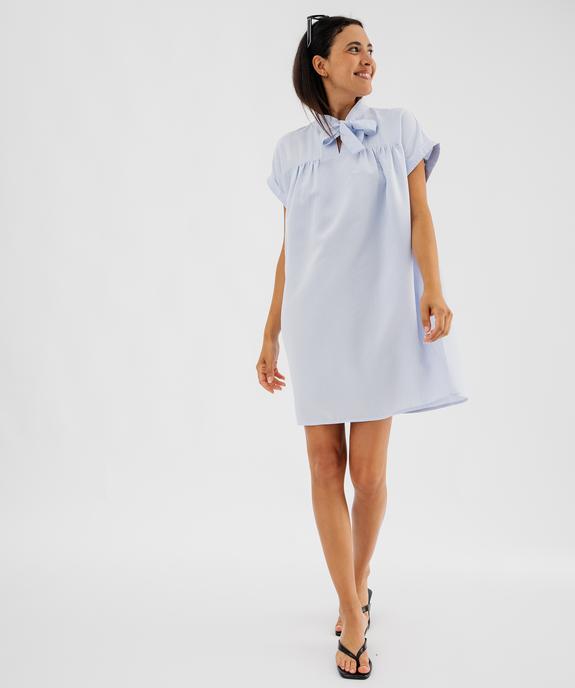 Robe courte manches coutes à col lavallière vue4 - GEMO 4G FEMME - GEMO