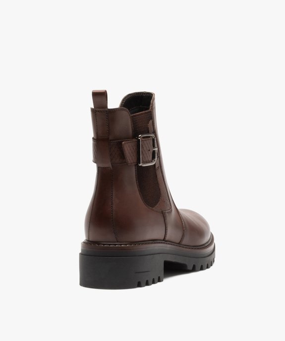 Boots femme unies à semelle crantée dessus cuir – Tanéo vue5 - TANEO - GEMO