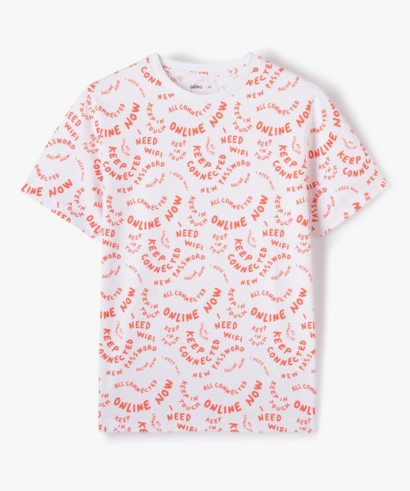 Tee-shirt garçon à manches courtes avec motif vue1 - GEMO (JUNIOR) - GEMO
