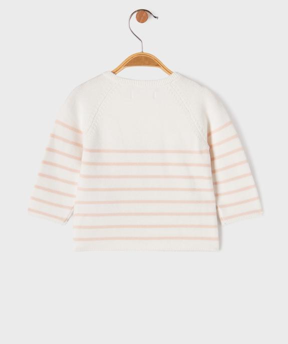 Pull brassière rayé avec fermeture sur le côté bébé vue3 - GEMO(BB COUCHE) - GEMO