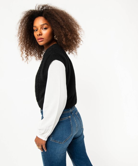 Pull sans manches en maille torsadée femme vue3 - GEMO(FEMME PAP) - GEMO