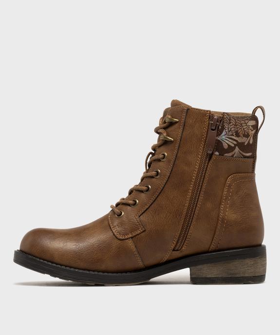 Boots femme à lacets avec col fantaisie et zip  vue10 - EMILIA ROSA - GEMO