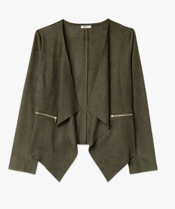Veste en suédine souple portée ouverte femme vue4 - GEMO(FEMME PAP) - GEMO