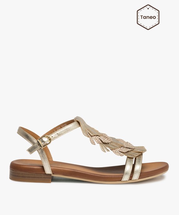 Sandales femme à talon plat et dessus franges - Tanéo vue1 - TANEO - GEMO