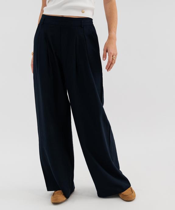 Pantalon large et fluide en viscose à taille élastiquée femme vue1 - LULUCASTAGNETTE - GEMO