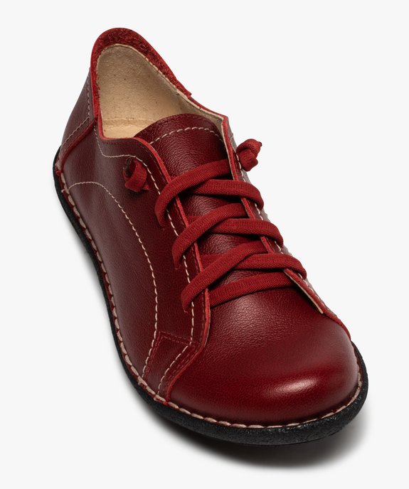 Derbies femme confort dessus cuir à lacets élastiques vue5 - GEMO (CONFORT) - GEMO