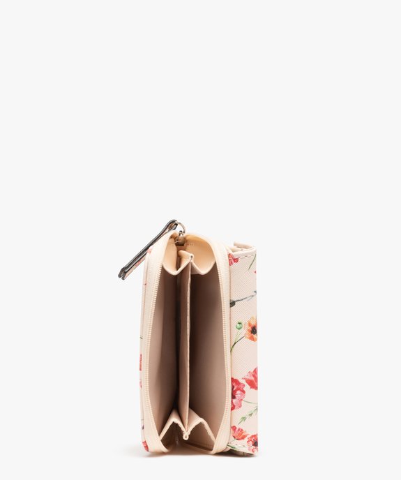 Porte-monnaie femme compact multirangement à motif fleuri vue2 - GEMO (ACCESS) - GEMO