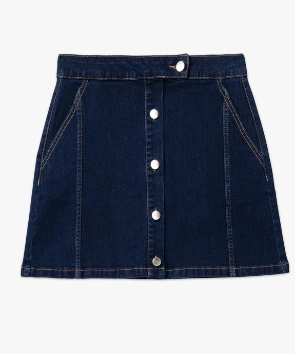 Jupe en jean brut coupe trapèze à boutons femme vue4 - GEMO 4G FEMME - GEMO