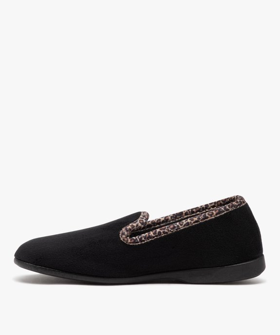 Chaussons femme pantoufles unies à col motif léopard vue3 - GEMO 4G FEMME - GEMO
