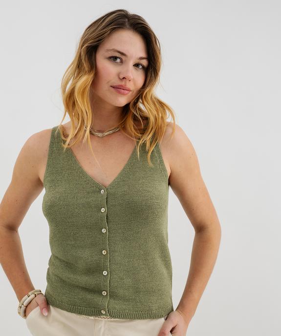 Pull d'été à bretelles avec double décolleté en V femme vue2 - GEMO(FEMME PAP) - GEMO