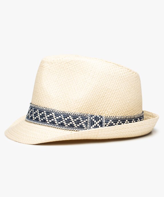 Chapeau garçon trilby en papier avec ruban tissé bicolore vue1 - GEMO (ENFANT) - GEMO