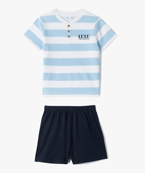 Pyjashort garçon bicolore avec haut rayé - LuluCastagnette vue1 - LULUCASTAGNETTE - GEMO