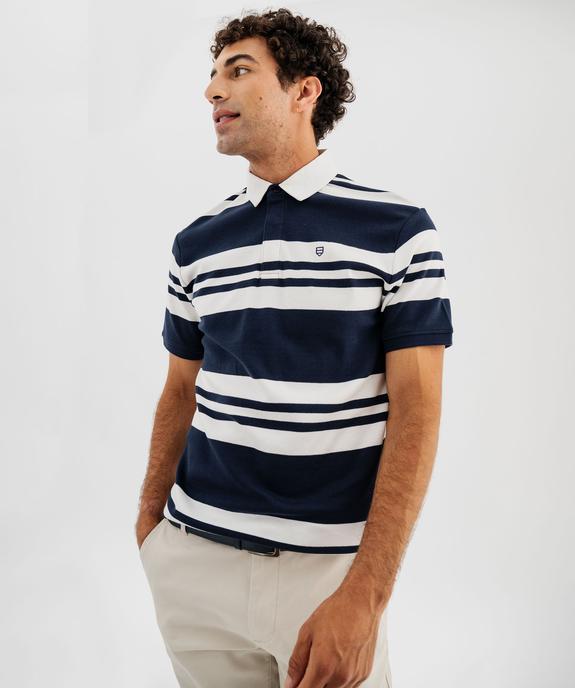 Polo manches courtes à rayures homme vue1 - GEMO 4G HOMME - GEMO