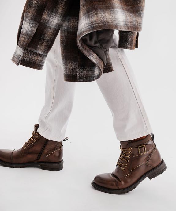 Boots mid-cut à semelle crantée, lacets et zip homme vue1 - MARIO BALDANO - GEMO