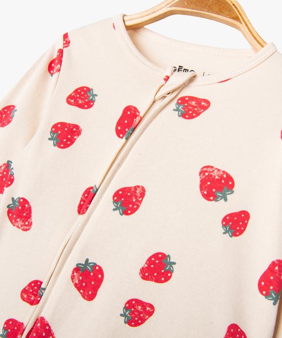 Pyjama en coton zippé devant à motifs fraises bébé fille vue2 - GEMO 4G BEBE - GEMO