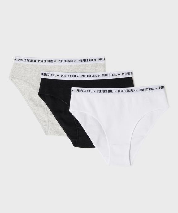 Culottes en maille côtelée coton stretch avec ceinture marquée fille (lot de 3) vue1 - GEMO 4G FILLE - GEMO