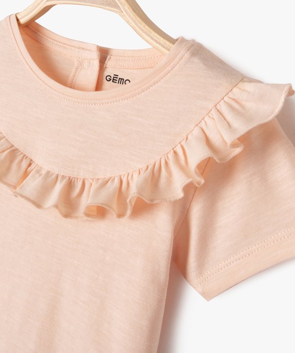 Tee-shirt manches courtes à plastron volanté bébé fille vue2 - GEMO(BEBE DEBT) - GEMO