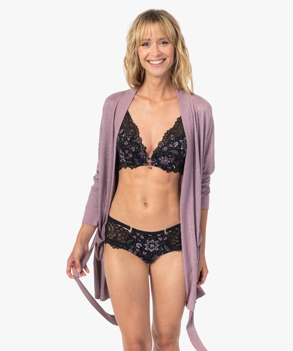 Veste d'intérieur femme en maille duveteuse avec ceinture à nouer vue1 - GEMO(HOMWR FEM) - GEMO