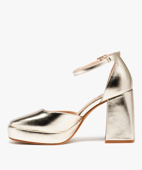 Escarpins femme vernis à bout carré et talon flare  vue3 - GEMO(URBAIN) - GEMO
