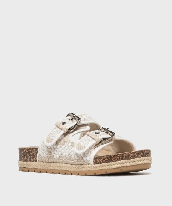 Mules à semelle plateforme et larges brides brodées femme - 5 Miles vue3 - 5 MILES - GEMO