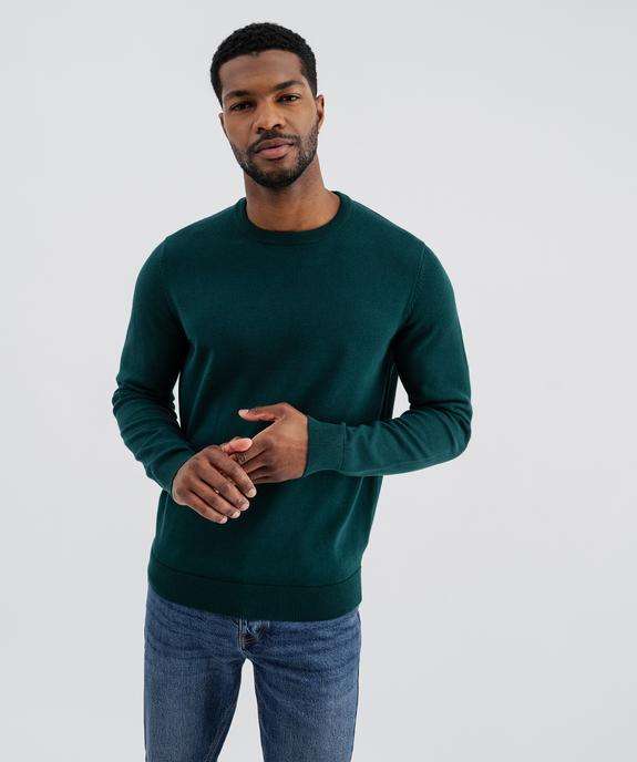 Pull en coton en maille fine à col rond homme  vue1 - GEMO (HOMME) - GEMO