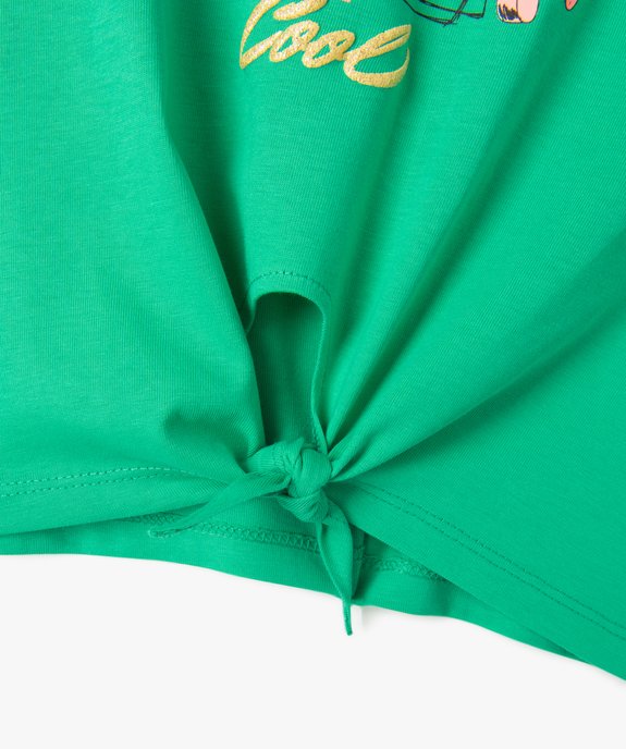 Tee-shirt à manches courtes avec bas noué fille vue2 - GEMO 4G FILLE - GEMO