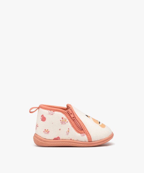 Chaussons bébé fille bottillons à zip imprimés renard vue1 - GEMO 4G BEBE - GEMO