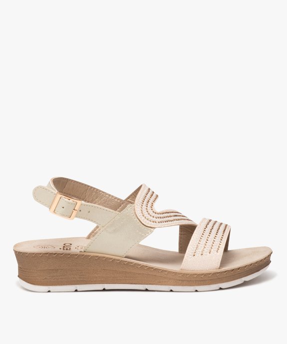 Sandales femme confort à semelle compensée avec strass et paillettes vue1 - GEMO (CONFORT) - GEMO