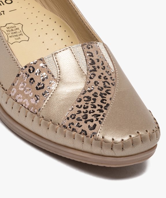Mocassins femme confort à talon compensé reflets métal vue6 - GEMO 4G FEMME - GEMO