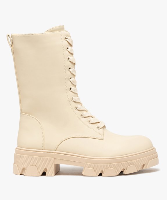 Boots femme unies à lacets semelle extra large et crantée vue1 - GEMO (CASUAL) - GEMO