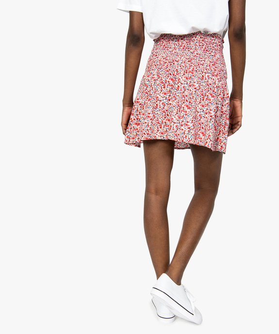 Jupe femme à motifs fleuris et large taille smockée vue3 - GEMO(FEMME PAP) - GEMO