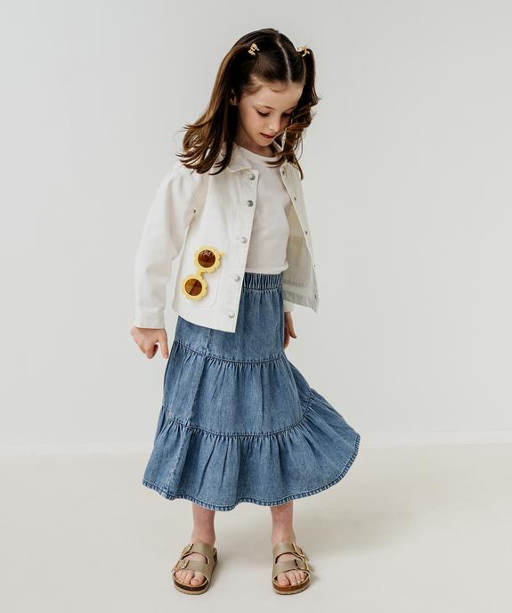 Jupe en jean longues à volants bohème fille vue1 - GEMO (ENFANT) - GEMO