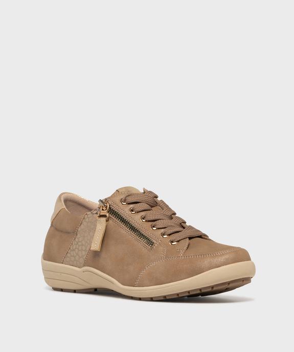 Derbies confort à talon compensé et détails brillants femme vue2 - HOBIZ - GEMO