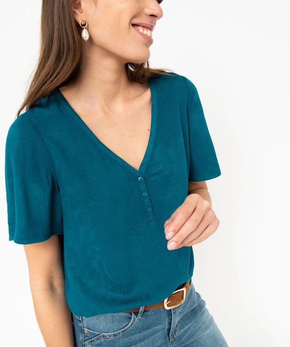 Blouse femme manches courtes en viscose fluide  vue2 - GEMO 4G FEMME - GEMO
