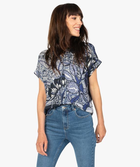 Chemise femme imprimée à manches courtes et bas élastiqué vue1 - GEMO(FEMME PAP) - GEMO