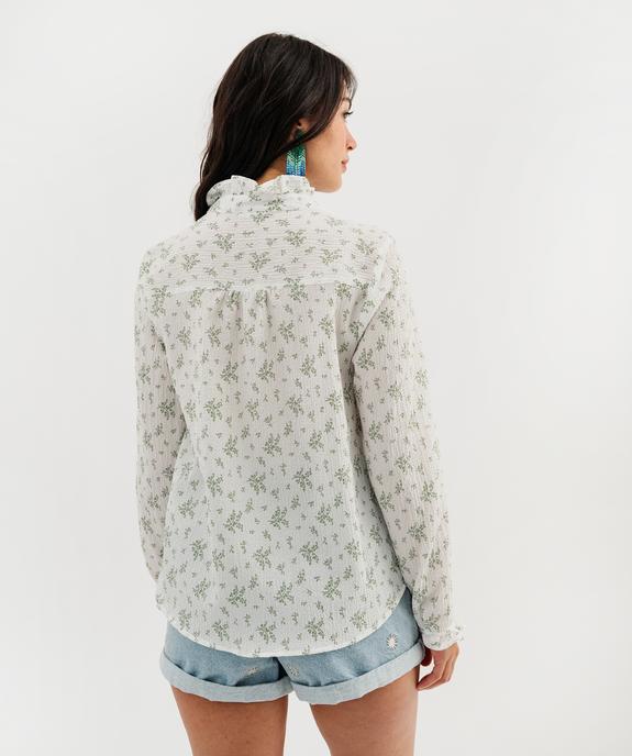 Chemise manches longues fleurie à col victorien femme vue3 - GEMO(FEMME PAP) - GEMO