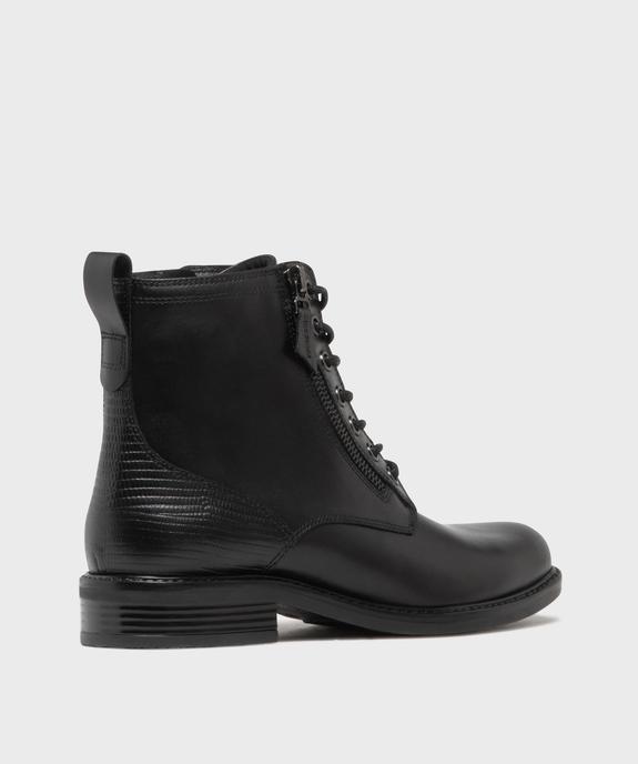 Boots en cuir à talon plat, lacets et zips femme - Tanéo vue4 - TANEO - GEMO