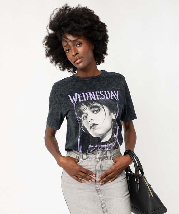 Tee-shirt à manches courtes à motif femme - Wednesday vue1 - WEDNESDAY - GEMO