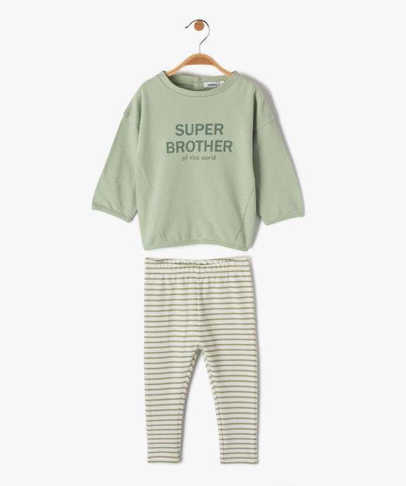 Ensemble bébé garçon 2 pièces : sweat + legging en maille côtelée rayée vue1 - GEMO(BEBE DEBT) - GEMO