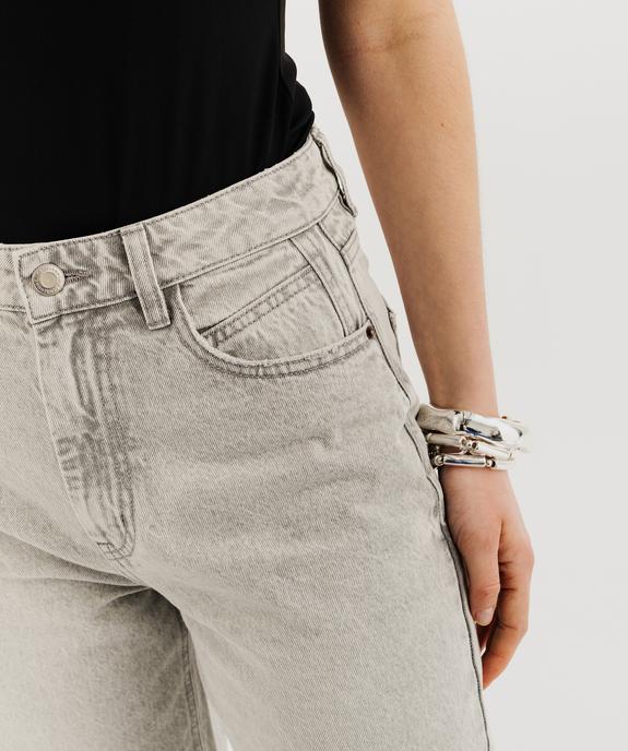 Jean wide leg taille haute coloris délavé femme vue2 - GEMO 4G FEMME - GEMO