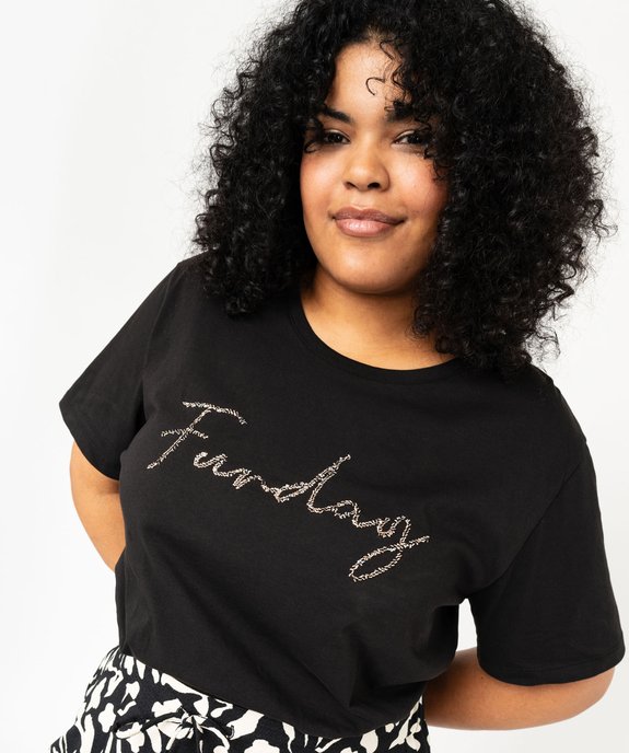 Tee-shirt à manches courtes avec motif brodé femme grande taille vue2 - GEMO (G TAILLE) - GEMO