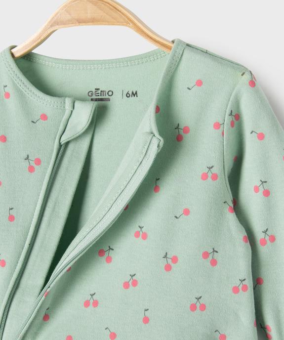 Pyjama en jersey de coton à motifs cerises ouverture zippée devant bébé vue2 - GEMO 4G BEBE - GEMO