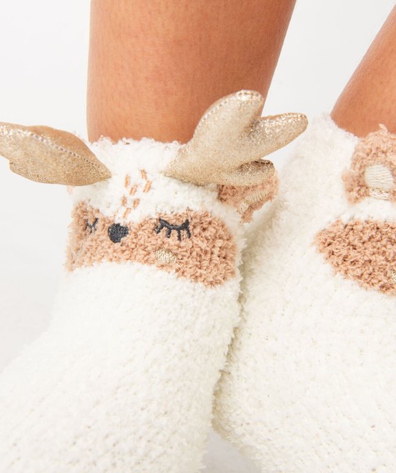 Chaussettes d’intérieur en maille bouclette femme (lot de 2) vue3 - GEMO(HOMWR FEM) - GEMO