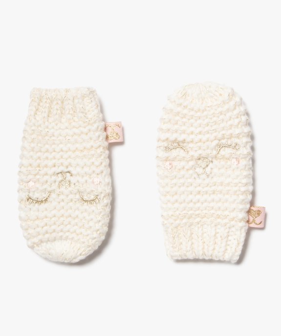 Moufles à broderie pailletée bébé fille vue1 - GEMO(BEBE DEBT) - GEMO